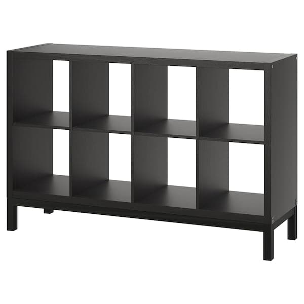 KALLAX - Shelving unit with underframe, black-brown/black, 147x94 cm