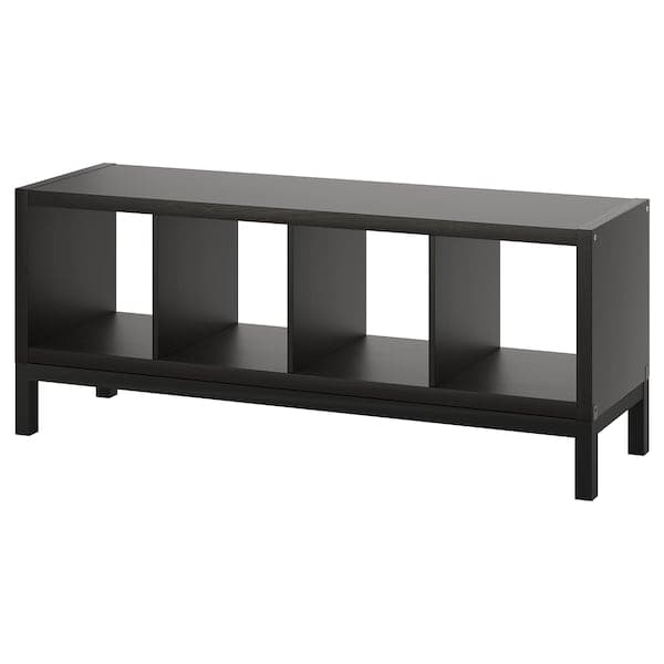 KALLAX - Shelving unit with underframe, black-brown/black, 147x59 cm