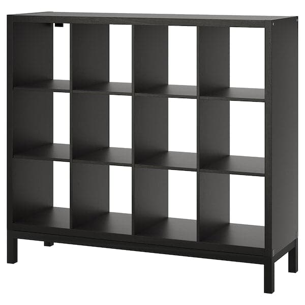 KALLAX - Shelving unit with underframe, black-brown/black, 147x129 cm