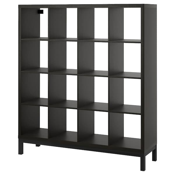 KALLAX - Shelving unit with underframe, black-brown/black, 147x164 cm