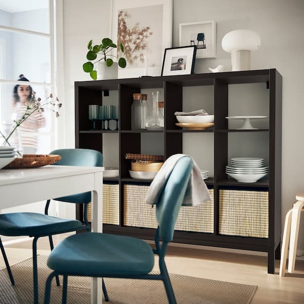 Ikea KALLAX - Shelving unit with underframe, black-brown/black, 147x129 cm
