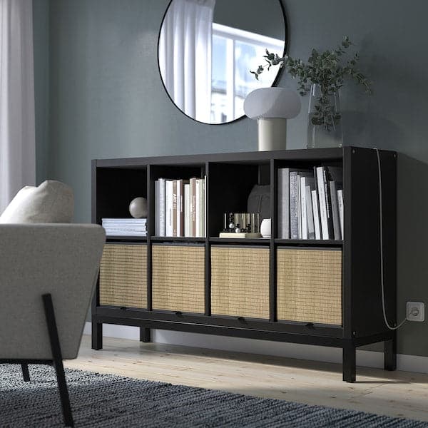 Ikea KALLAX - Shelving unit with underframe, black-brown/black, 147x94 cm