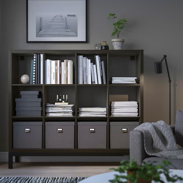 Ikea KALLAX - Shelving unit with underframe, black-brown/black, 147x129 cm