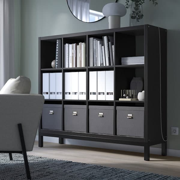 Ikea KALLAX - Shelving unit with underframe, black-brown/black, 147x129 cm