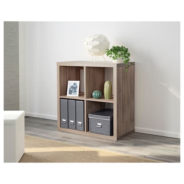 KALLAX - Shelf unit, light grey walnut effect, 77x77 cm , - best price from Maltashopper.com 00360139