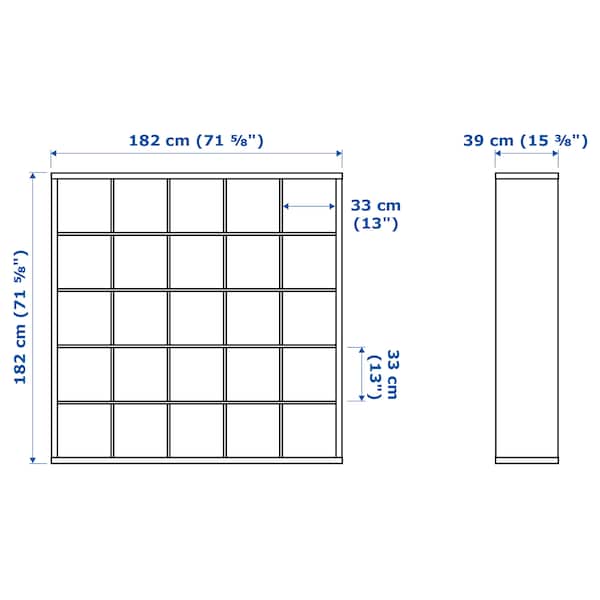 Ikea KALLAX - Shelf unit, light grey walnut effect, 182x182 cm