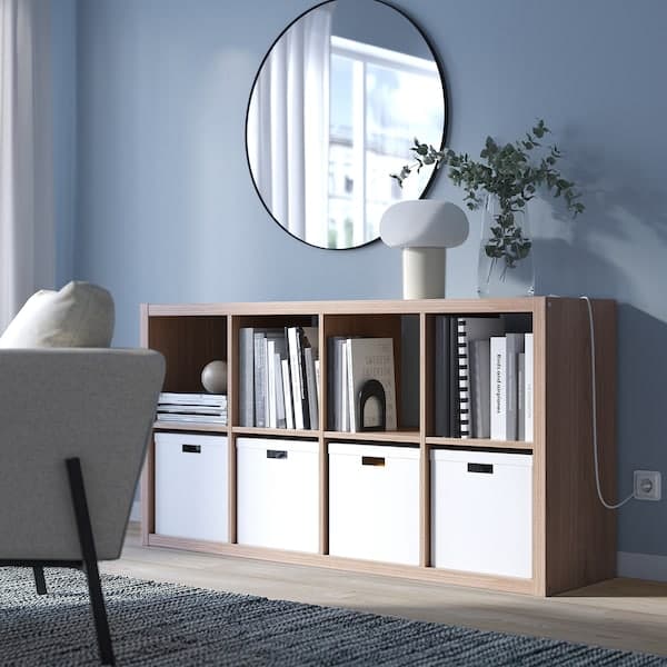 Ikea KALLAX - Shelf unit, light grey walnut effect, 77x147 cm