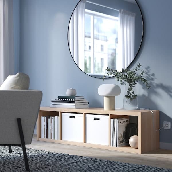 Ikea KALLAX - Shelving unit, white stained oak effect, 42x147 cm