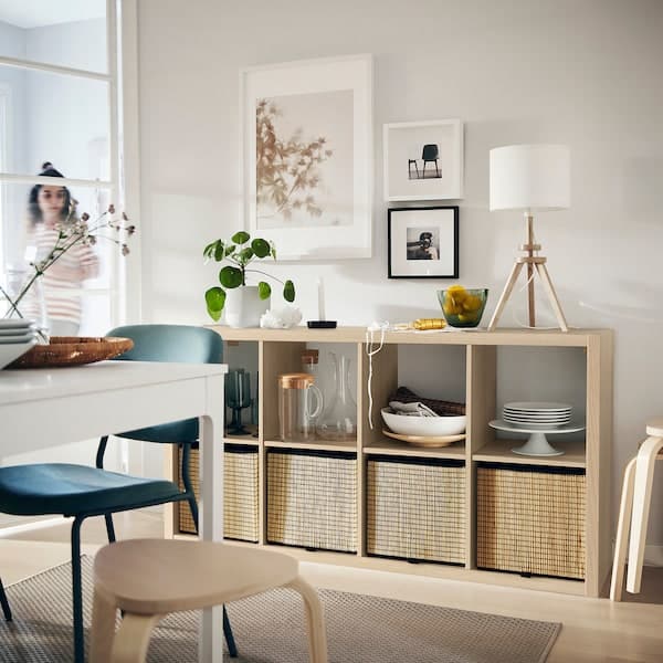 KALLAX - Shelving unit, white stained oak effect, 77x147 cm - best price from Maltashopper.com 00324518