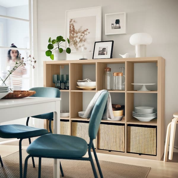 Ikea KALLAX - Shelving unit, white stained oak effect, 112x147 cm