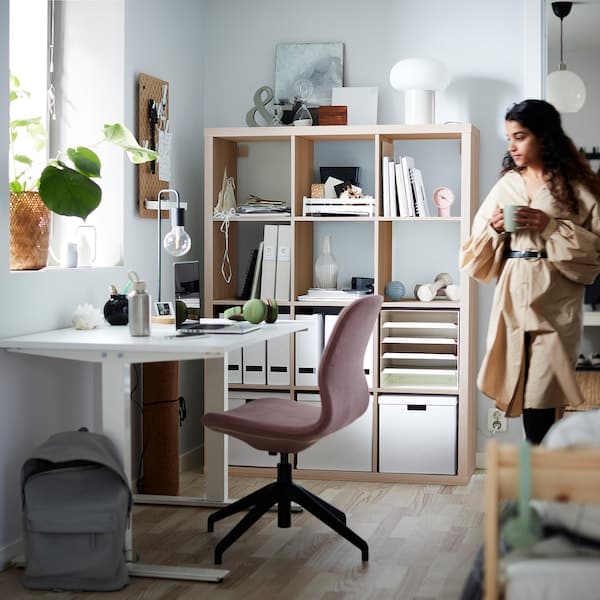 Ikea KALLAX - Shelving unit, white stained oak effect, 112x147 cm