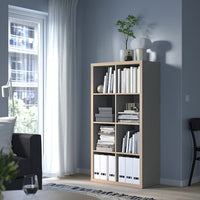 KALLAX - Shelving unit, grey/wood effect, 77x147 cm - best price from Maltashopper.com 40346924