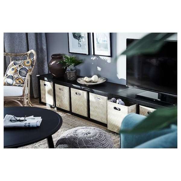 Ikea KALLAX - Shelving unit, black-brown, 42x147 cm