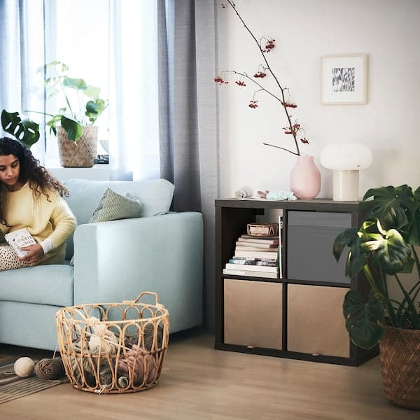 KALLAX - Shelving unit, black-brown, 77x77 cm - best price from Maltashopper.com 60275812