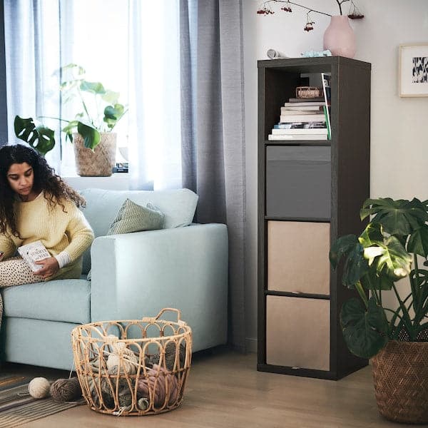 Ikea KALLAX - Shelving unit, black-brown, 42x147 cm