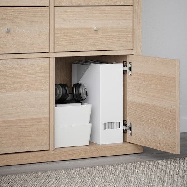 Ikea KALLAX - Insert with door, white stained oak effect, 33x33 cm