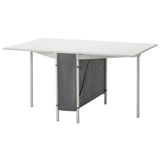 Ikea KALLHÄLL - Gateleg table with storage, white/light grey, 33/89/145x98 cm