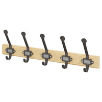 KARTOTEK - Rack with 5 hooks, pine/grey - best price from Maltashopper.com 80347078