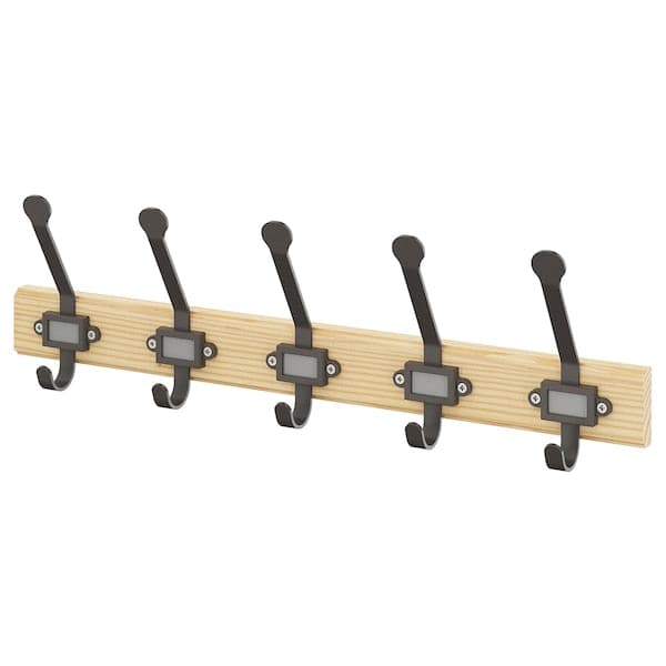 Ikea KARTOTEK - Rack with 5 hooks, pine/grey