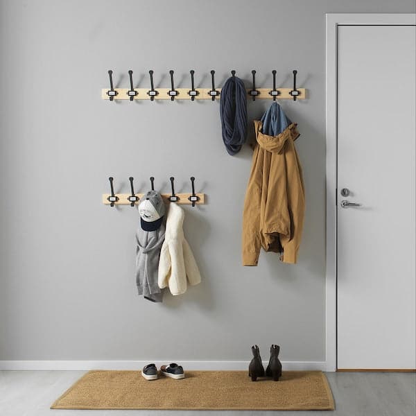 KARTOTEK - Rack with 5 hooks, pine/grey - best price from Maltashopper.com 80347078