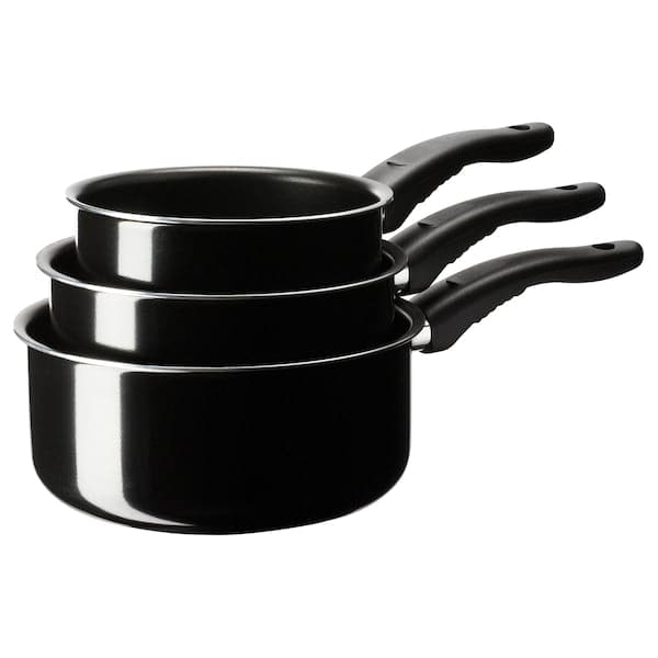 KAVALKAD - Saucepan, set of 3, black