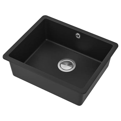KILSVIKEN - Inset sink, 1 bowl, black quartz composite, 56x46 cm - best price from Maltashopper.com 59337024