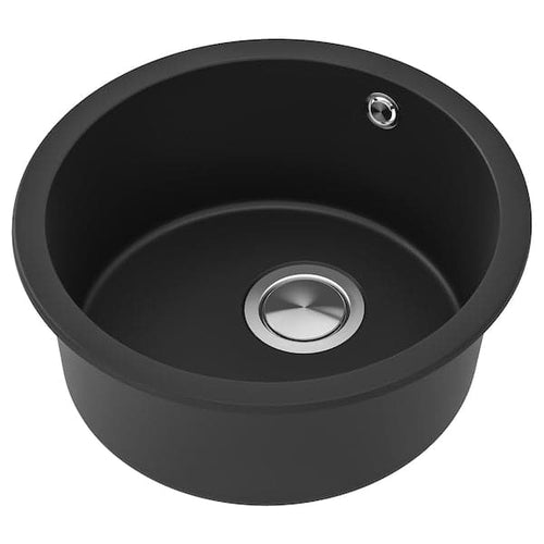 KILSVIKEN Recessed sink, 1 tub - black/quartz composite material 47 cm , 47 cm