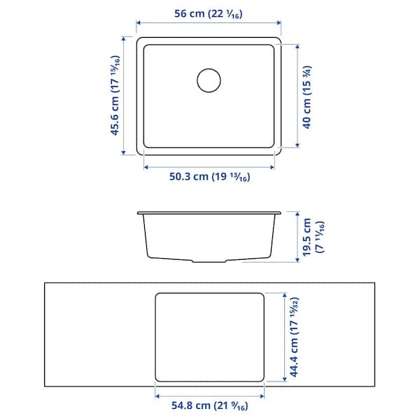 Ikea KILSVIKEN - Inset sink, 1 bowl, black quartz composite, 56x46 cm