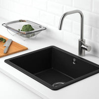 KILSVIKEN - Inset sink, 1 bowl, black quartz composite, 56x46 cm - best price from Maltashopper.com 59337024