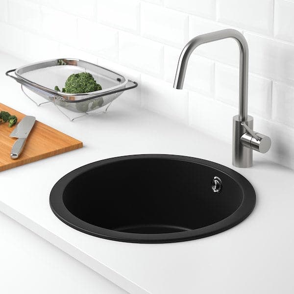 KILSVIKEN Recessed sink, 1 tub - black/quartz composite material 47 cm , 47 cm - best price from Maltashopper.com 29337030