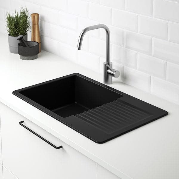 KILSVIKEN - Inset sink, 1 bowl with drainboard, black/quartz composite - Premium Kitchen & Utility Sinks from Ikea - Just €273.99! Shop now at Maltashopper.com