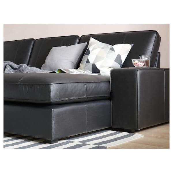 Ikea KIVIK 3 seater sofa, with chaise longue / Grann / Bomstad black ,