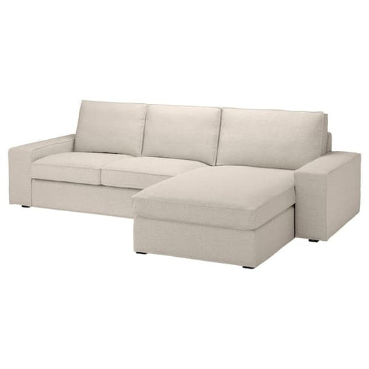 Ikea KIVIK - 3-seater sofa with chaise-longue, Gunnared beige ,