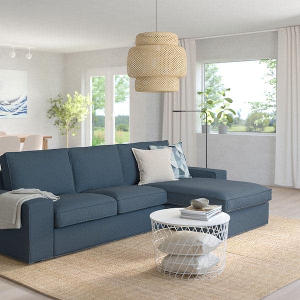 Ikea KIVIK - 3-seater sofa with chaise-longue, Gunnared blue ,