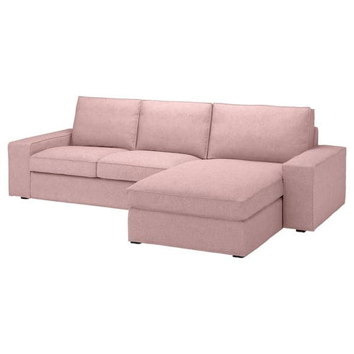 KIVIK - 3-seater sofa with chaise-longue, Gunnared light brown-pink ,