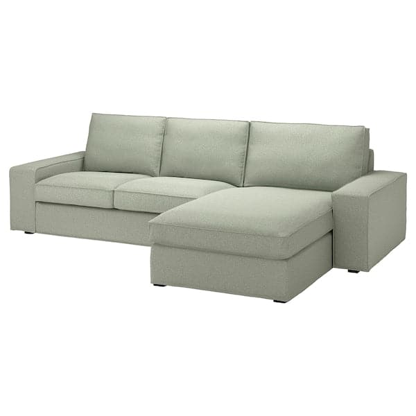 KIVIK - 3-seater sofa with chaise-longue, Gunnared light green , - best price from Maltashopper.com 19484818