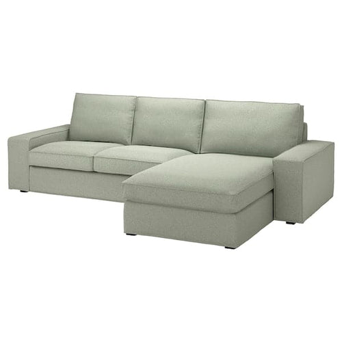 KIVIK - 3-seater sofa with chaise-longue, Gunnared light green ,