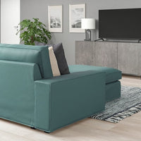 KIVIK 3-seater sofa with chaise-longue, Kelinge gray-turquoise , - best price from Maltashopper.com 39443054