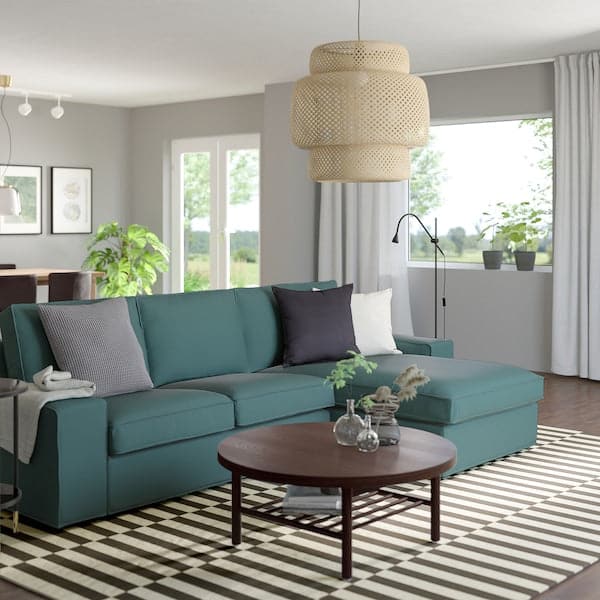 Ikea KIVIK 3-seater sofa with chaise-longue, Kelinge gray-turquoise ,