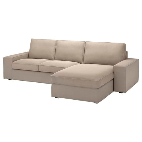 KIVIK - 3-seater sofa with chaise-longue, Tallmyra beige ,