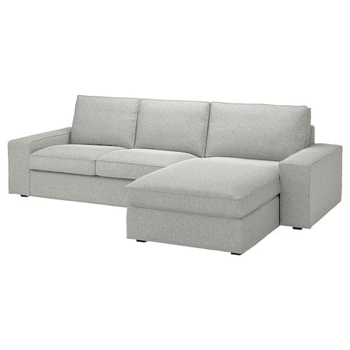 KIVIK - 3-seater sofa with chaise-longue, Tallmyra white/black ,