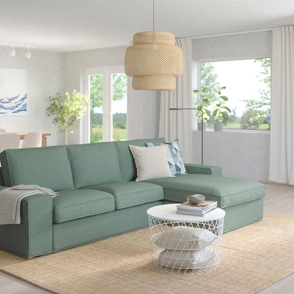 KIVIK - 3-seater sofa with chaise-longue, Tallmyra light green , - best price from Maltashopper.com 79484778
