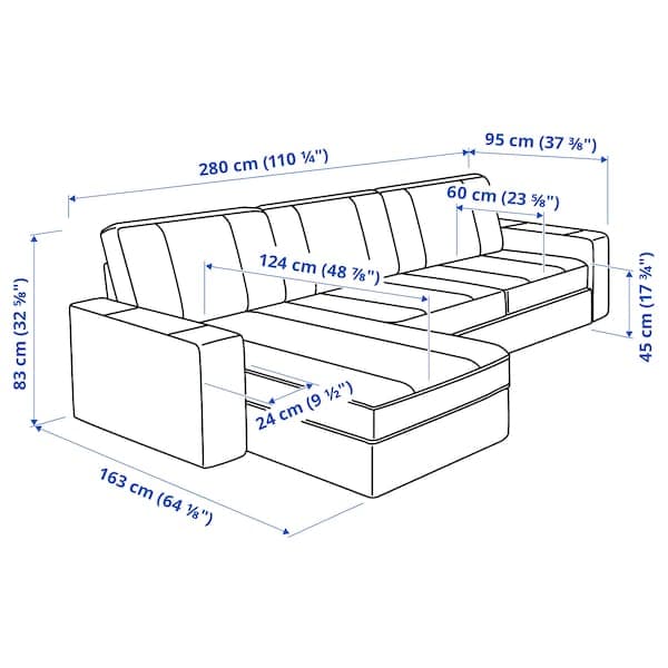 KIVIK - 3-seater sofa with chaise-longue, Tallmyra light green , - best price from Maltashopper.com 79484778