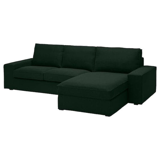 Ikea KIVIK - 3-seater sofa with chaise-longue, Tallmyra dark green ,