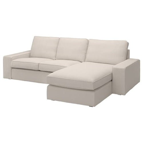 KIVIK - 3-seater sofa with chaise-longue, Tresund light beige ,