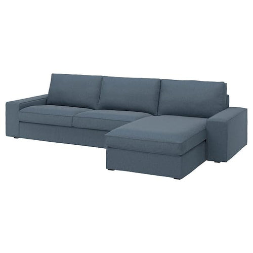KIVIK - 4-seater sofa with chaise-longue, Gunnared blue ,