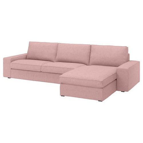 KIVIK - 4-seater sofa with chaise-longue, Gunnared light brown-pink ,