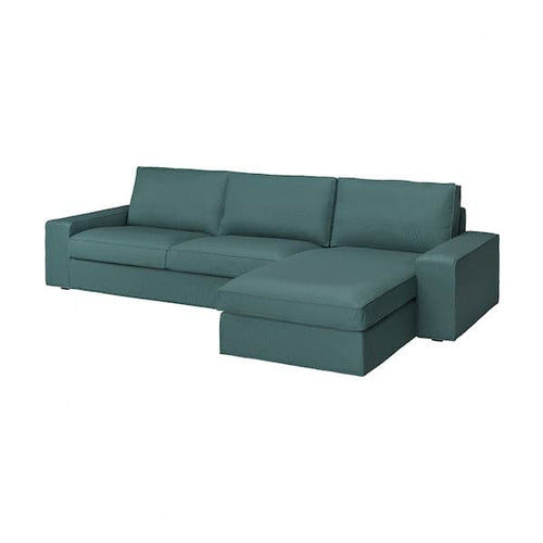 KIVIK 4-seater sofa with chaise-longue, Kelinge grey-turquoise ,