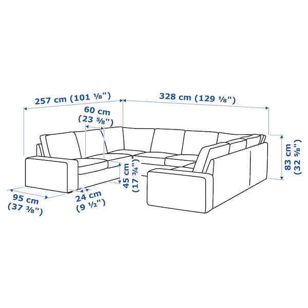 Ikea KIVIK U-shaped sofa with 6 seats, Grann / Bomstad black ,