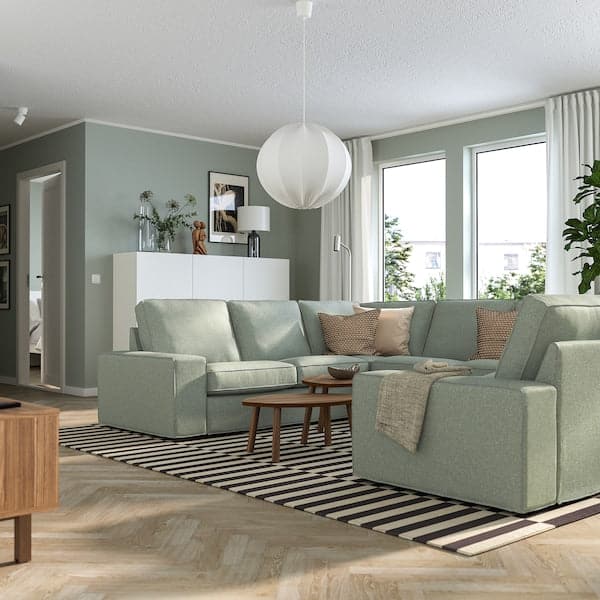 KIVIK - 6-seater U-shaped sofa, Gunnared light green , - best price from Maltashopper.com 19527634